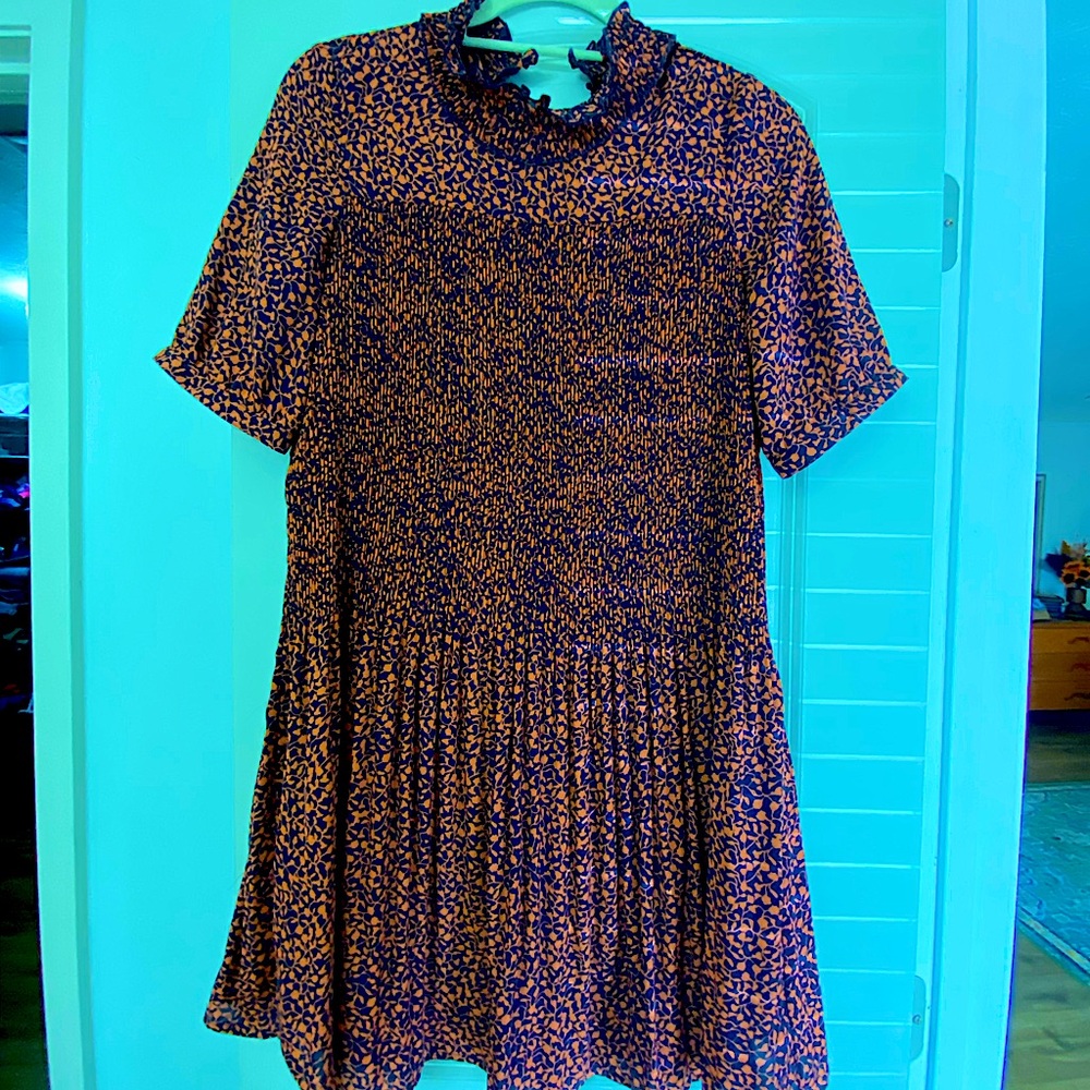 Dark orange and navy dress